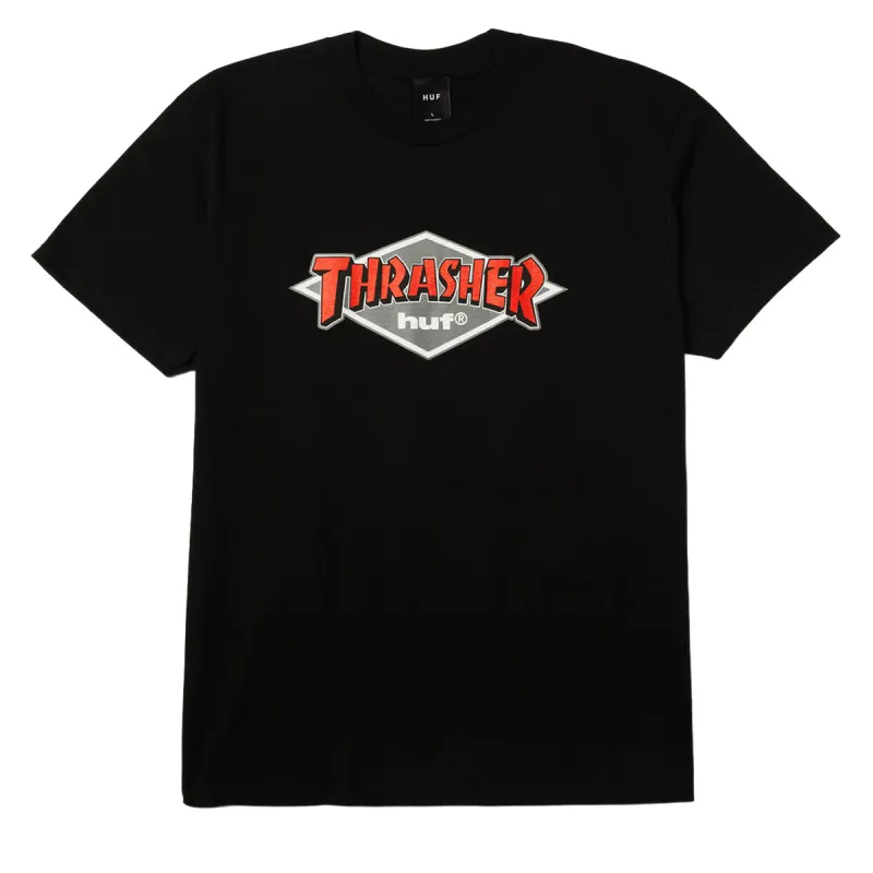 HUF x Thrasher Logo T-Shirt - Black sold by CCS