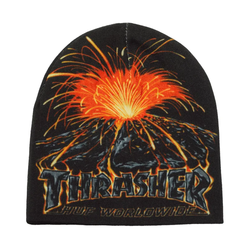 HUF x Thrasher Meltdown Reversible Beanie - Black sold by CCS