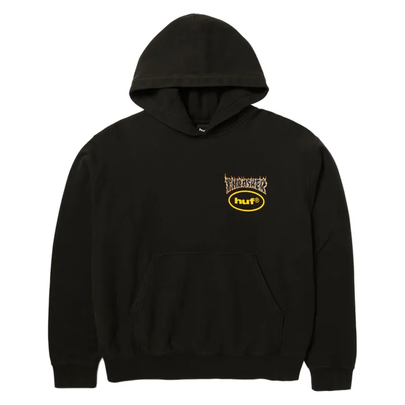 HUF x Thrasher Meltdown Heavyweight Hoodie - Washed Black made by HUF
