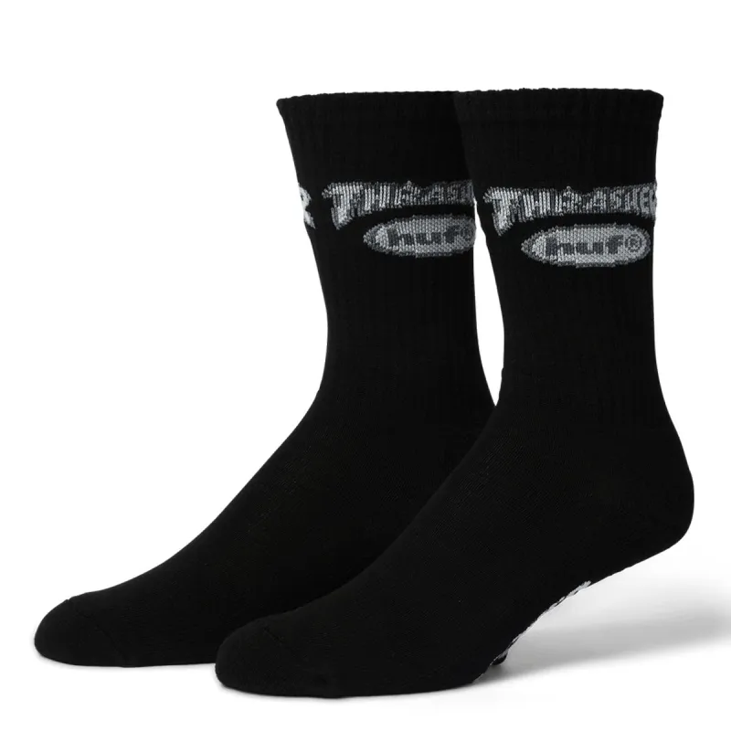 HUF x Thrasher Logo Socks - Black sold by CCS