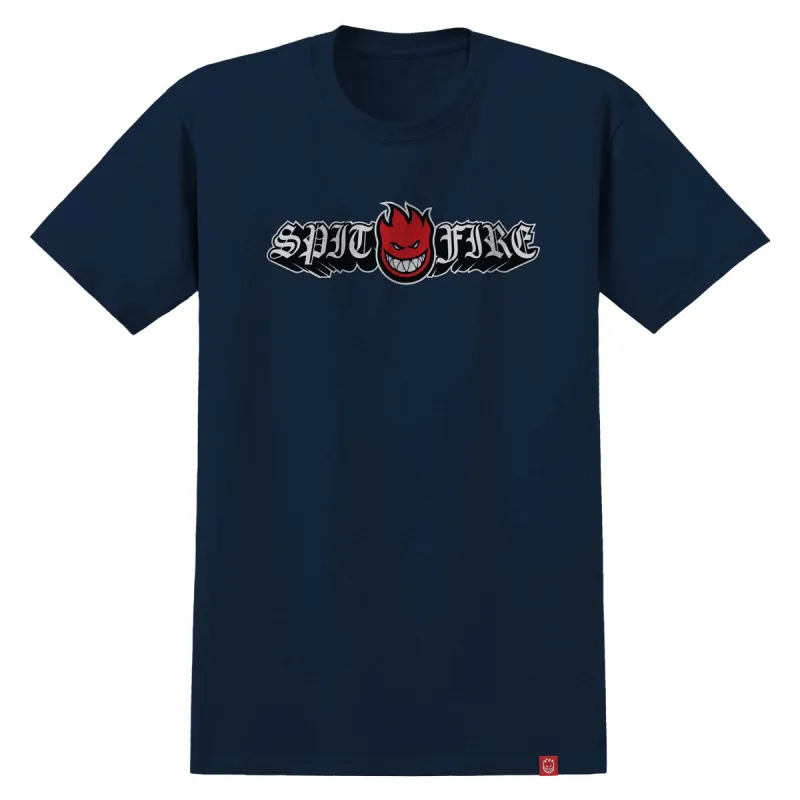 Spitfire Old E Drop Bighead T-Shirt - True Navy/Red/Black/White sold by CCS