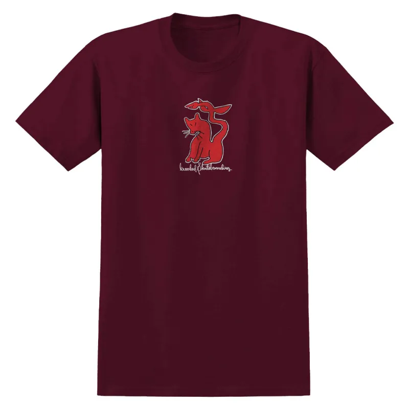 Krooked Kat Serpent T-Shirt - Burgundy/Red/White/Black sold by CCS