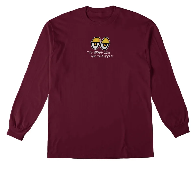 Krooked Two Eyes Fill Long Sleeve T-Shirt - Maroon/Multi Color sold by CCS