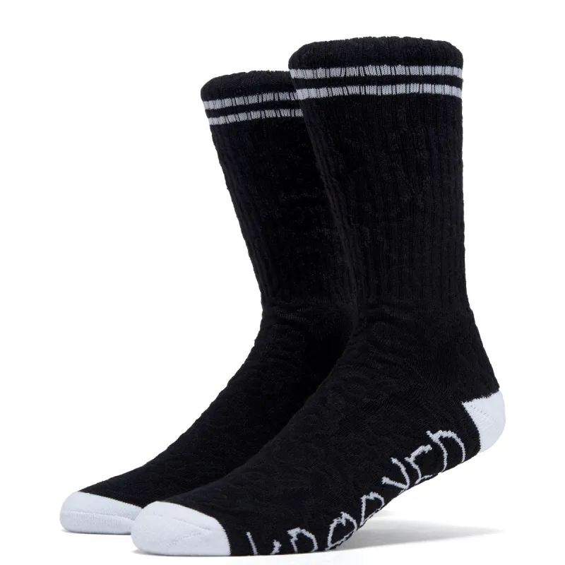 Krooked Multi Flowers Socks - Black/Black/White sold by CCS
