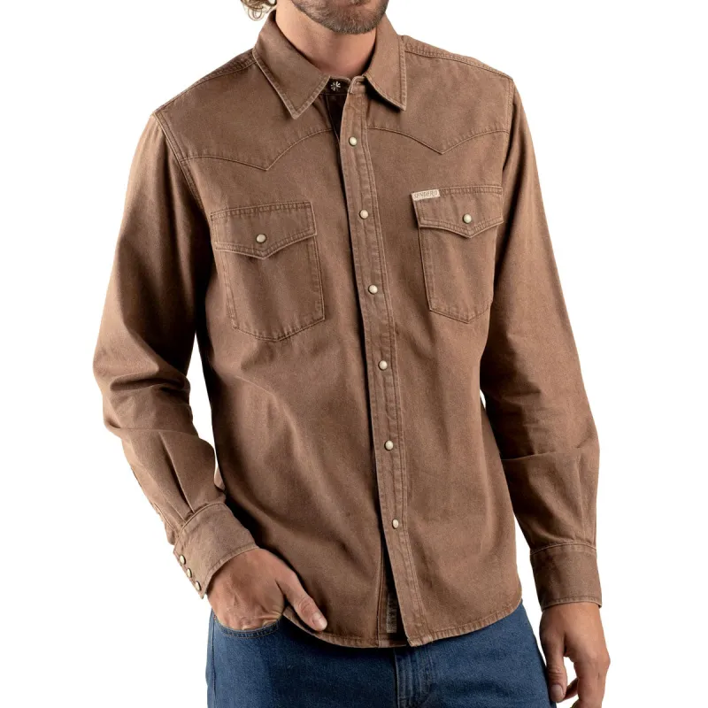 Sendero The Wyatt Pearl Snap Long Sleeve Shirt - Faded Brown sold by CCS