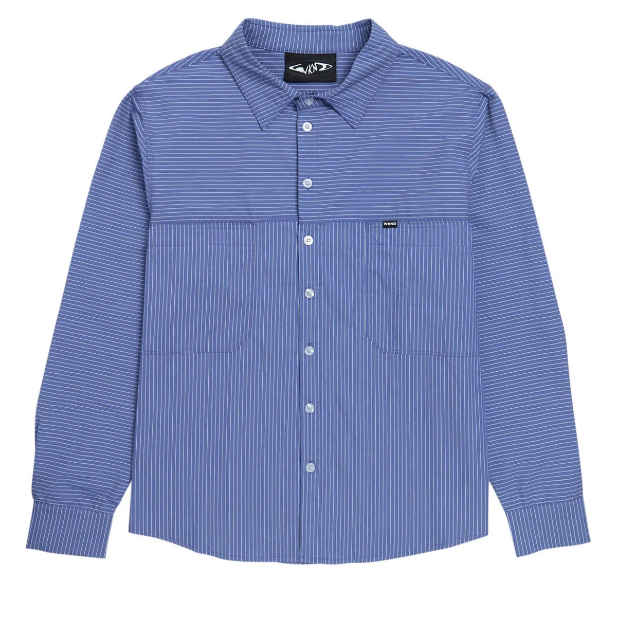 WKND Office Stripes RR Long Sleeve Shirt - Blue sold by CCS