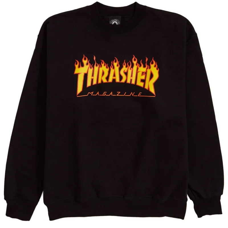 Thrasher Flame Crew Sweatshirt - Black sold by CCS