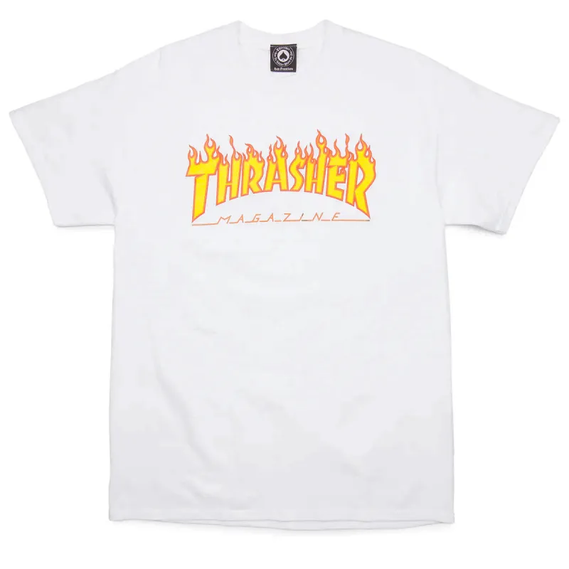 Thrasher Flame T-Shirt - White sold by CCS