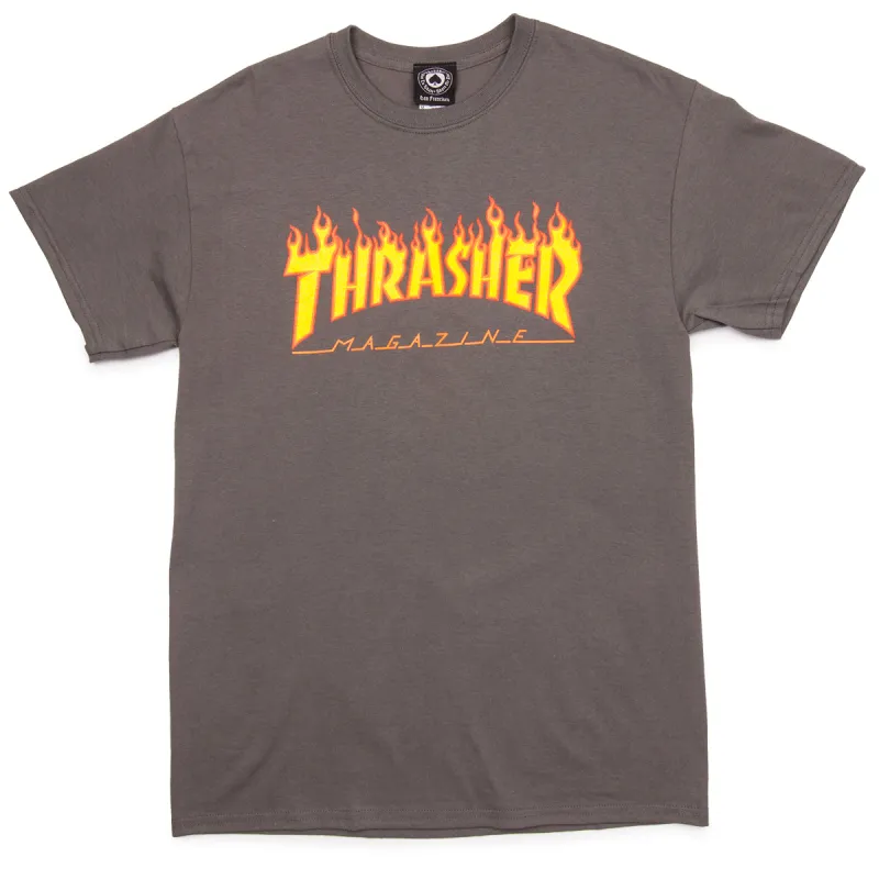 Thrasher Flame T-Shirt - Charcoal sold by CCS