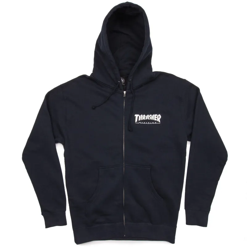 Thrasher Logo Zip Up Hoodie - Navy made by Thrasher