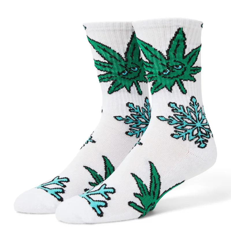 HUF Green Buddy Snowflakes Socks - White sold by CCS
