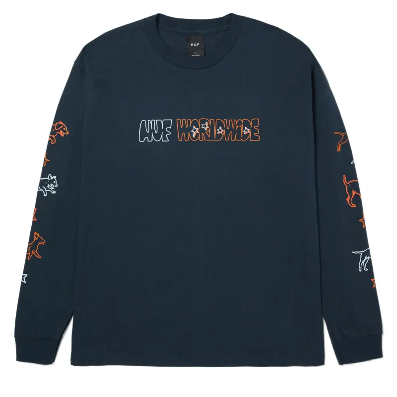 HUF Fetch Long Sleeve T-Shirt - Navy sold by CCS