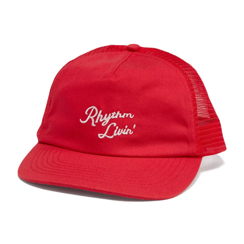 Rhythm Script Trucker Hat - Red made by Rhythm.