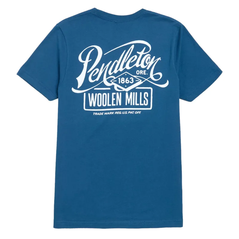 Pendleton Script T-Shirt - Cool Blue/White sold by CCS