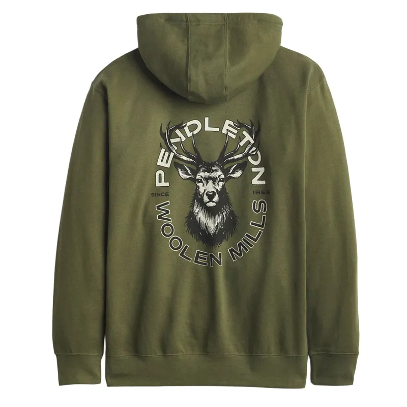 Pendleton Stag Graphic Hoodie - Military Green/Black sold by CCS