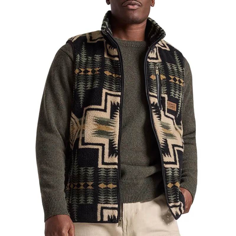 Pendleton Mesa Range Fleece Vest - Green Tan Harding made by Pendleton
