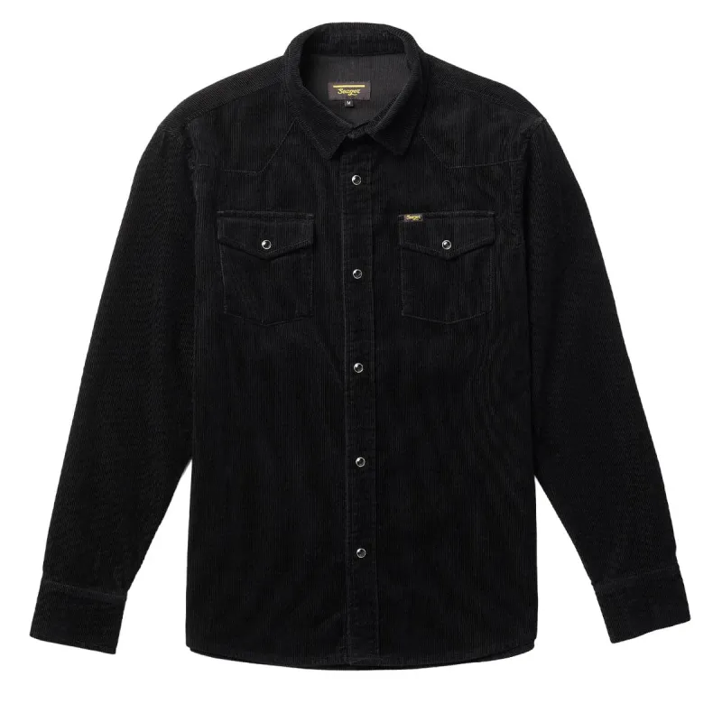 Seager Reagan Long Sleeve Pearl Snap Corduroy Shirt - Black sold by CCS