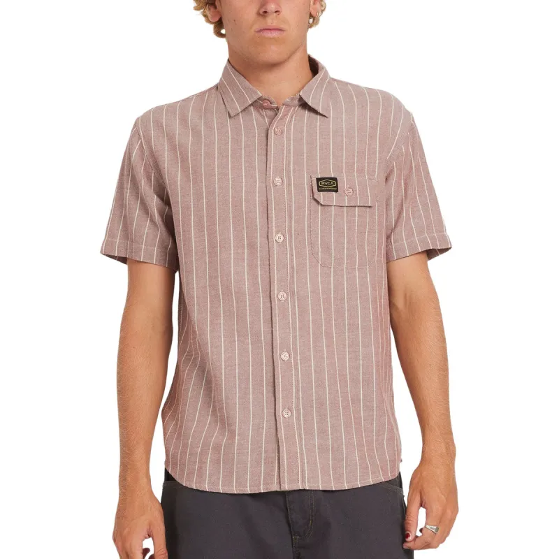 RVCA Dayshift Stripe II Shirt - Red Earth sold by CCS