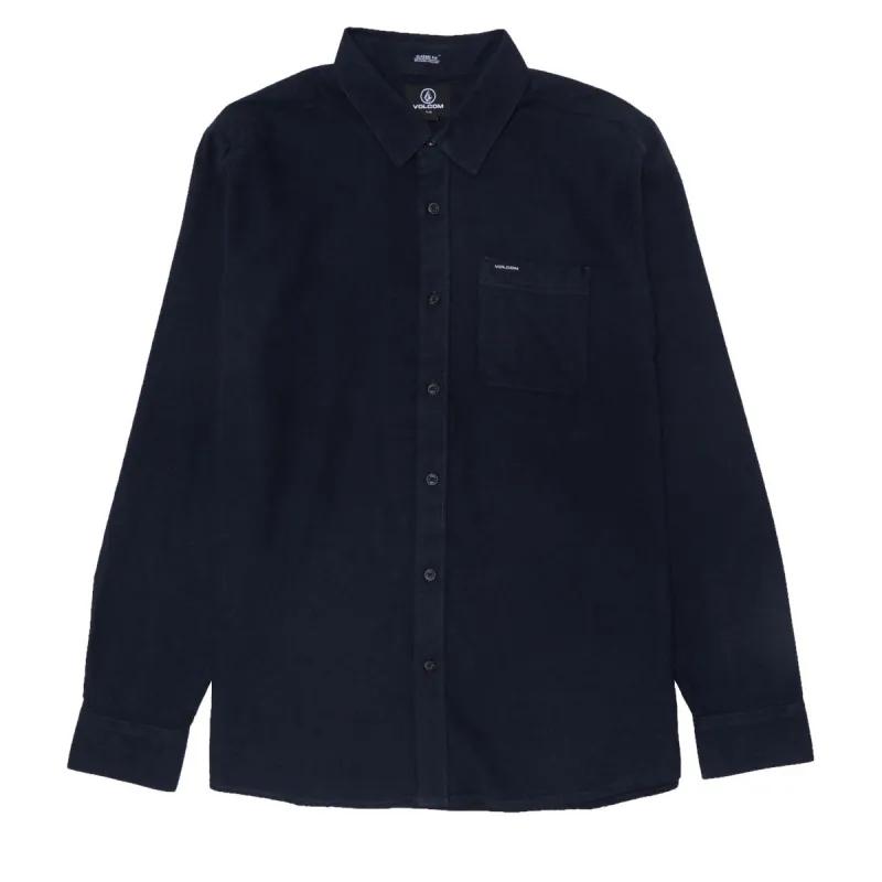 Volcom Caden Solid Long Sleeve Shirt - Navy 2025 made by Volcom
