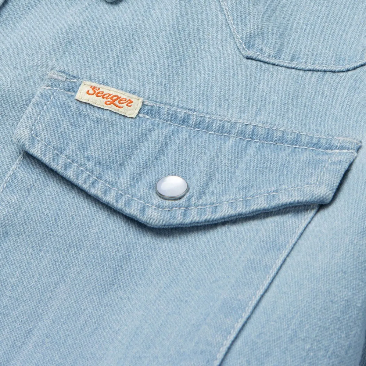 Seager Reagan Long Sleeve Pearl Snap Shirt - Light Wash sold by CCS product image thumbnail 3