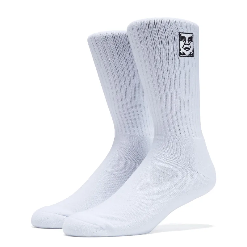 Obey Icon Face Socks - White made by Obey