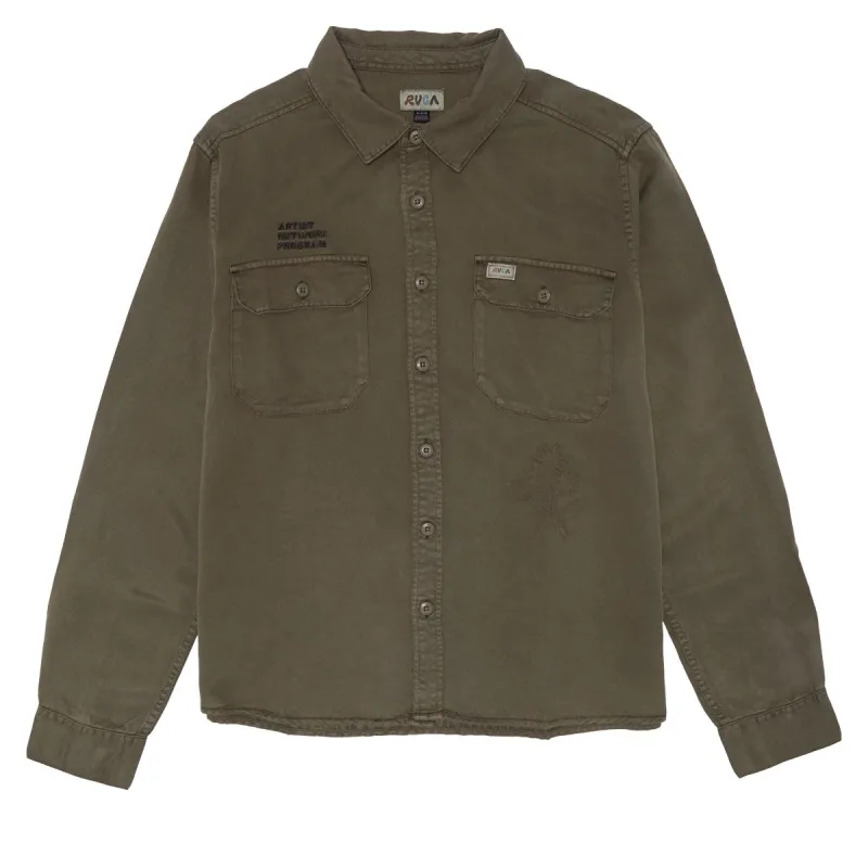 RVCA Mel G Moon Flower Long Sleeve Shirt - Mushroom made by RVCA