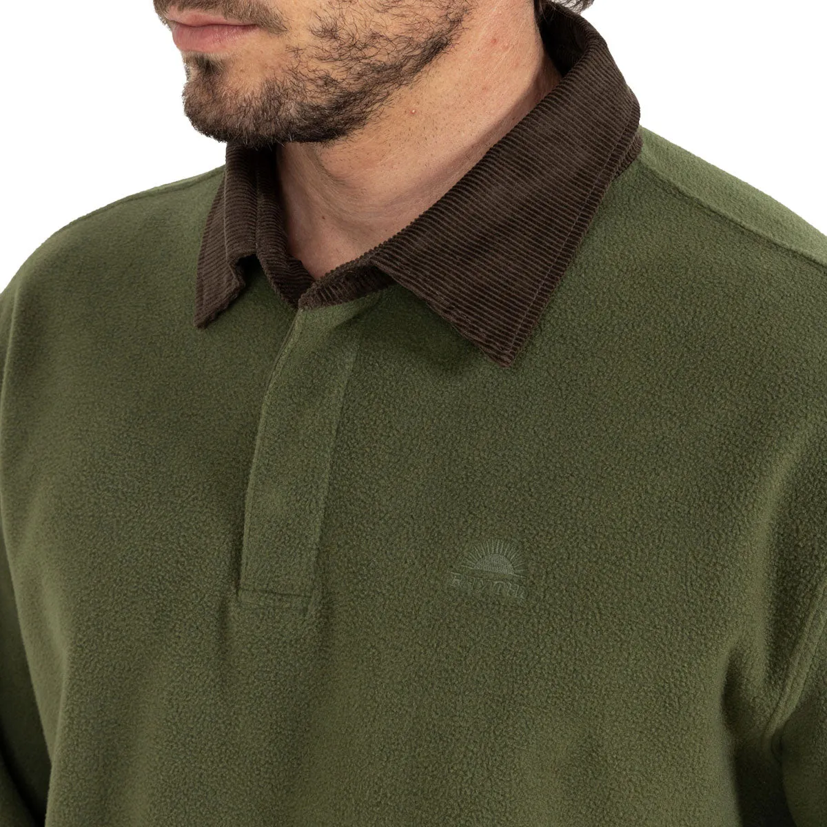 Rhythm Awake Polar Fleece Polo Long Sleeve Shirt - Olive sold by CCS product image thumbnail 3