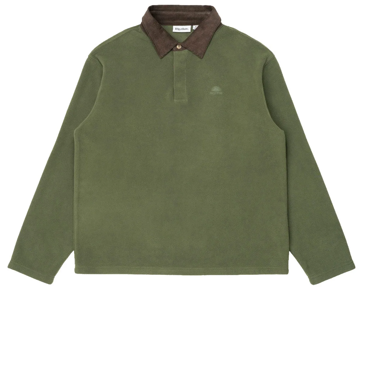 Rhythm Awake Polar Fleece Polo Long Sleeve Shirt - Olive sold by CCS product image thumbnail 4