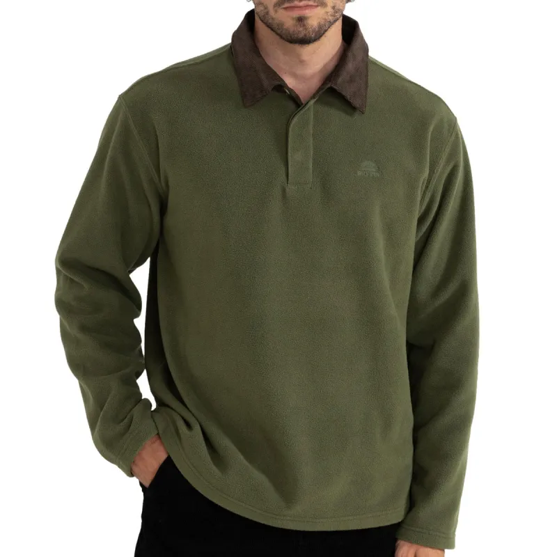 Rhythm Awake Polar Fleece Polo Long Sleeve Shirt - Olive made by Rhythm.