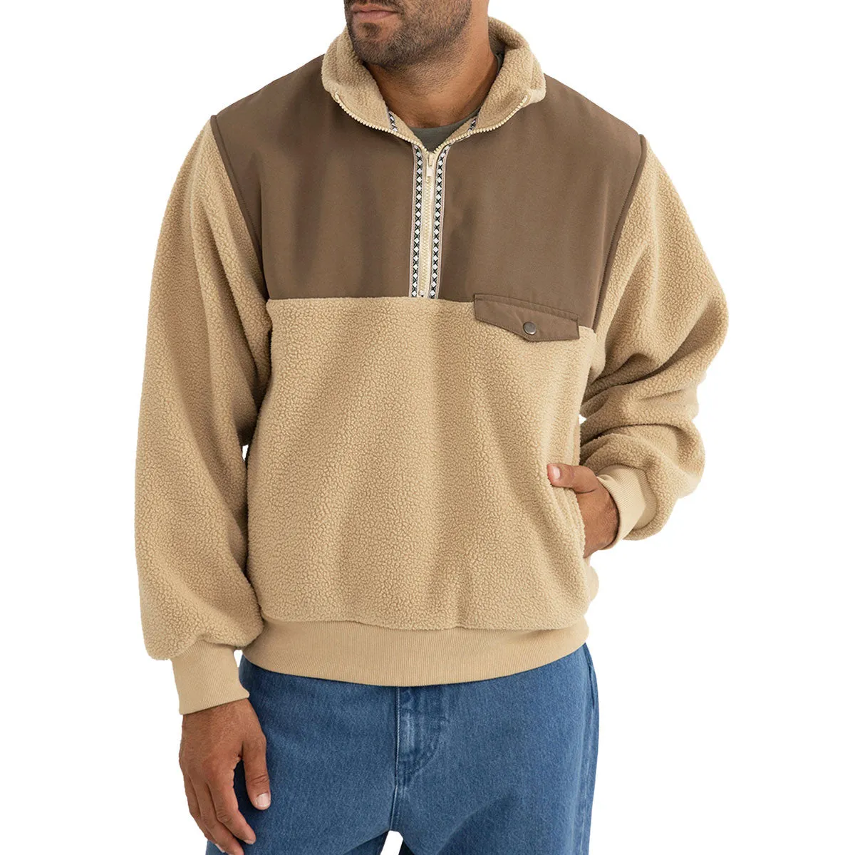 Rhythm Pfeiffer Sherpa Fleece Sweatshirt - Oak sold by CCS product image thumbnail 2