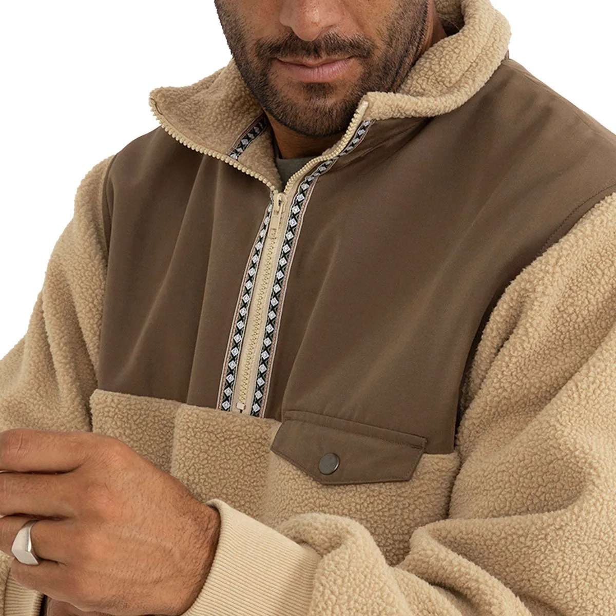 Rhythm Pfeiffer Sherpa Fleece Sweatshirt - Oak sold by CCS product image thumbnail 3