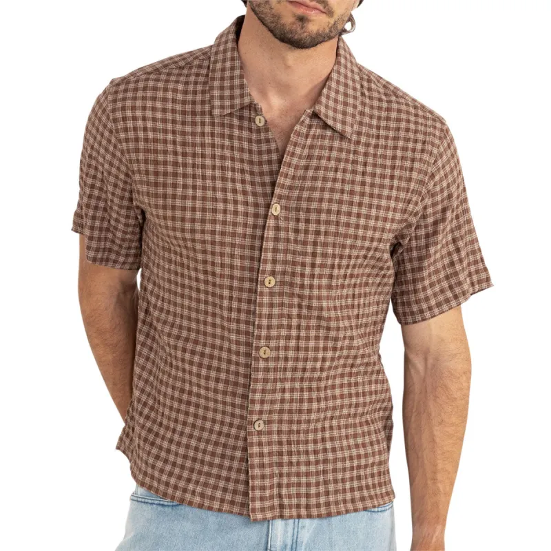 Rhythm Cross Check Crop Shirt - Brown made by Rhythm.