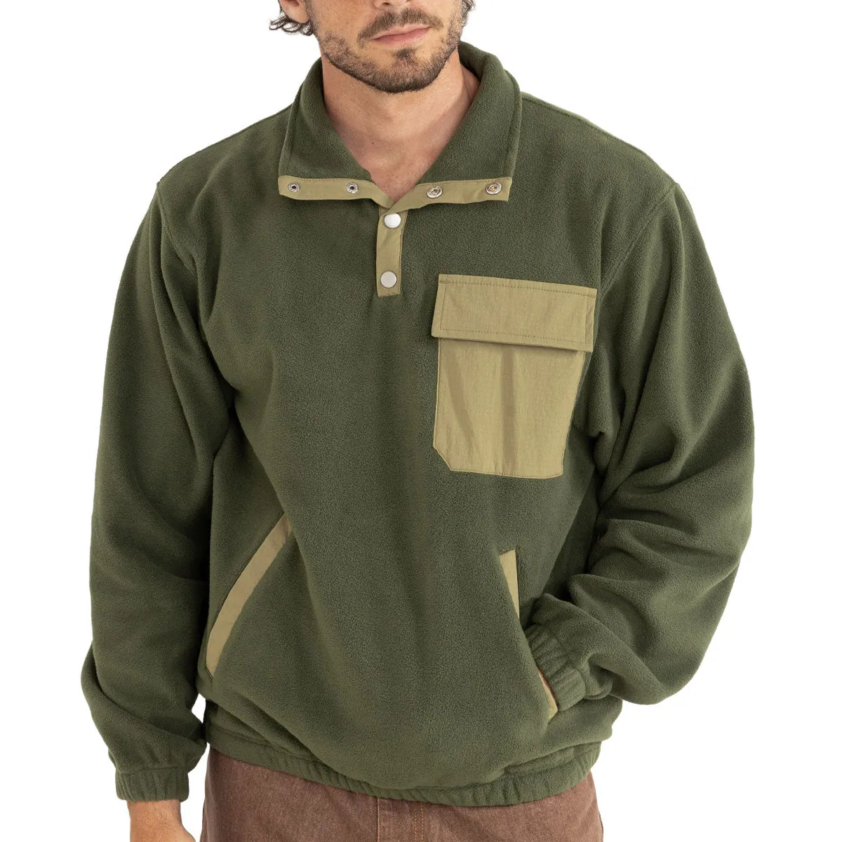 Rhythm Floresta Button Fleece Sweatshirt - Dark Green sold by CCS product image thumbnail 2