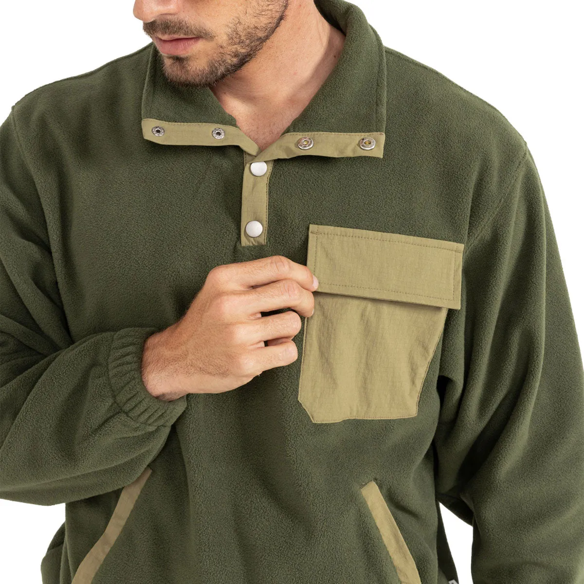 Rhythm Floresta Button Fleece Sweatshirt - Dark Green sold by CCS product image thumbnail 4