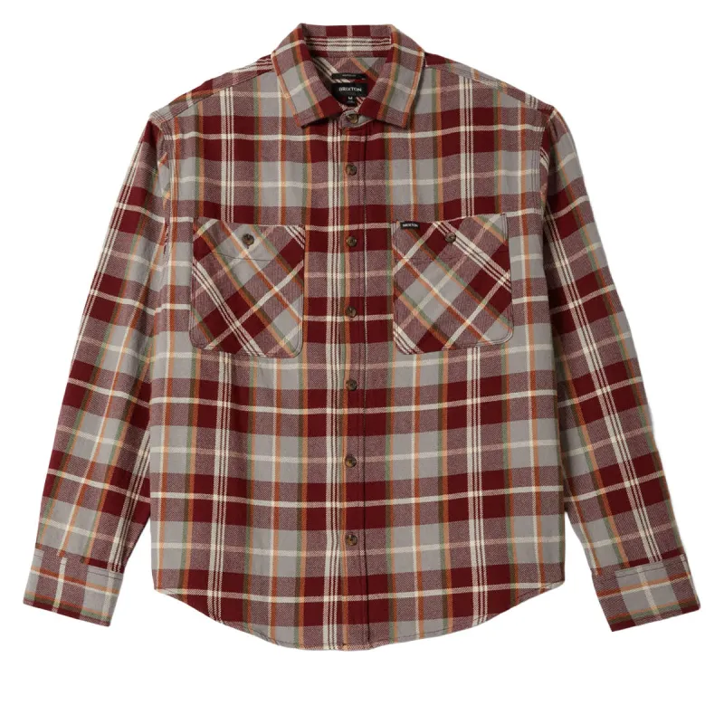 Brixton Vintage Wash Flannel Shirt - Maroon Red/Beige/Green sold by CCS