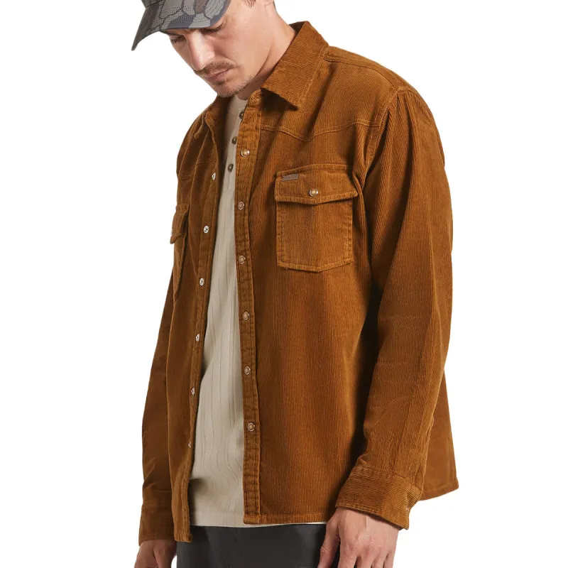Brixton New West Relaxed Long Sleeve Over Shirt - Washed Copper Corduroy sold by CCS