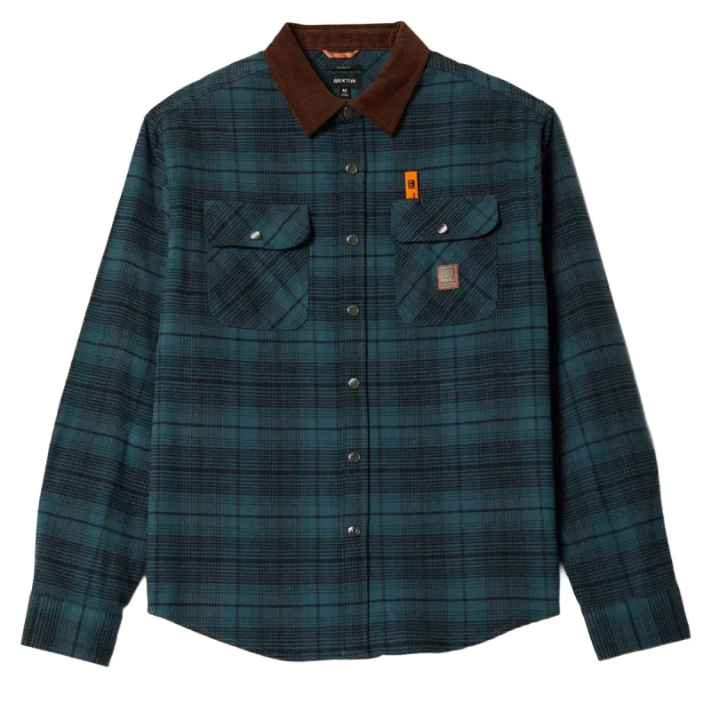Brixton Builders Bowery Perf Flannel Shirt - Night Sage/Black sold by CCS