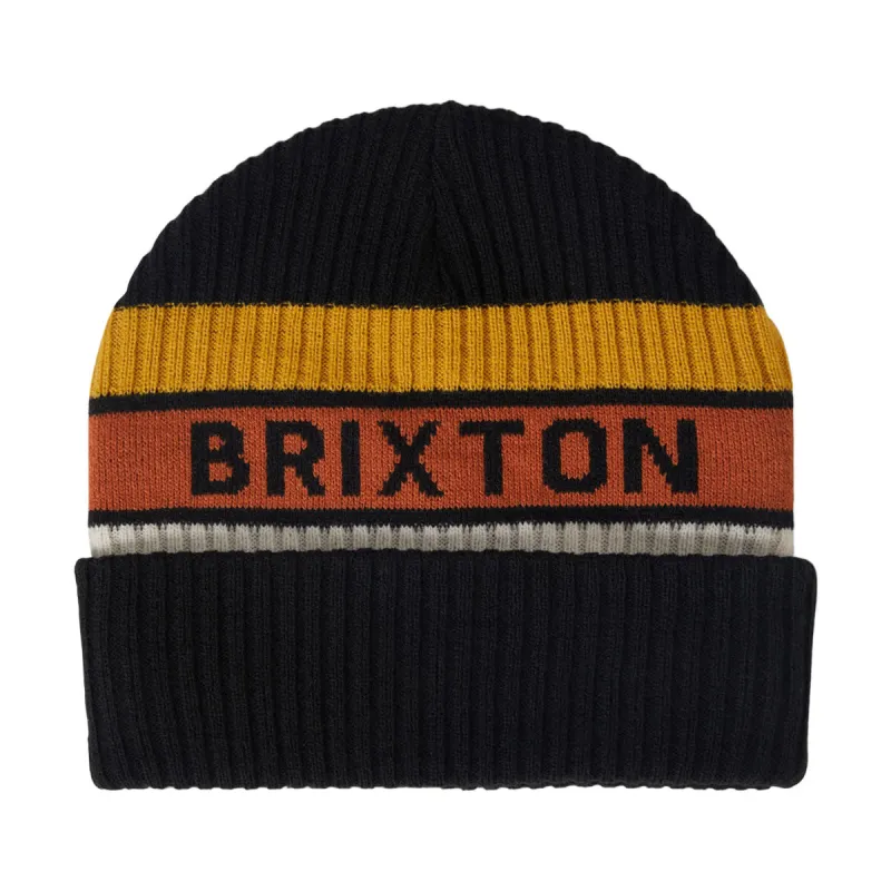 Brixton Rainier Striped Beanie - Black/Yellow/Orange sold by CCS