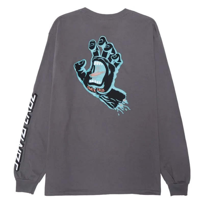 Santa Cruz Screaming Hand Long Sleeve T-Shirt - Charcoal/True Glow sold by CCS