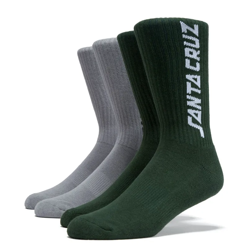 Santa Cruz Solid Strip 2 Pack Of Socks - Grey/Forest Multi - 9-11 made by Santa Cruz Skateboards
