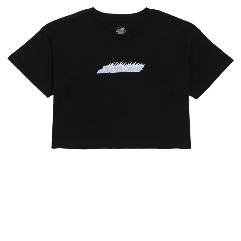Santa Cruz Womens Flame Strip Center Oversized Cropped T-Shirt - Black made by Santa Cruz Skateboards