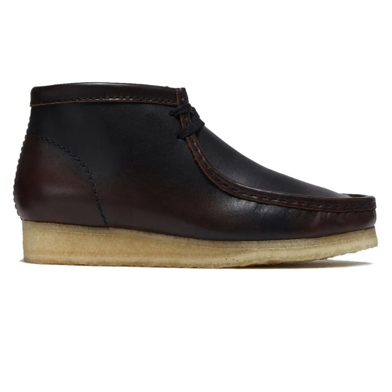 Clarks Wallabee Boots - Dark Tan Combi sold by CCS