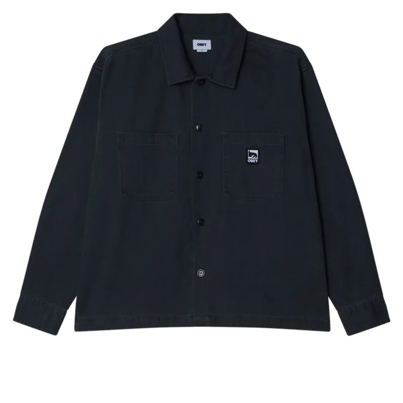 Obey Harvey Shirt Jacket - Black Faded Wash made by Obey
