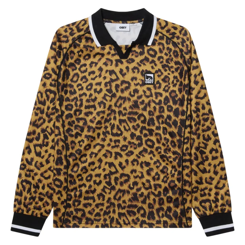 Obey Polo Collar Sports Long Sleeve Shirt - Leopard Multi sold by CCS
