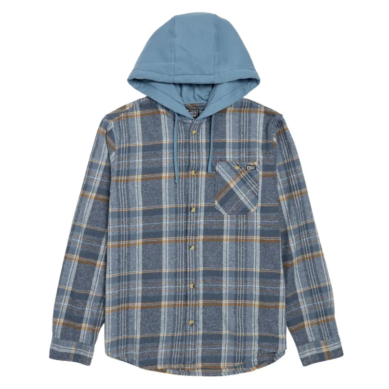 Salty Crew Whitewash Hooded Flannel Shirt - Midnight Navy sold by CCS