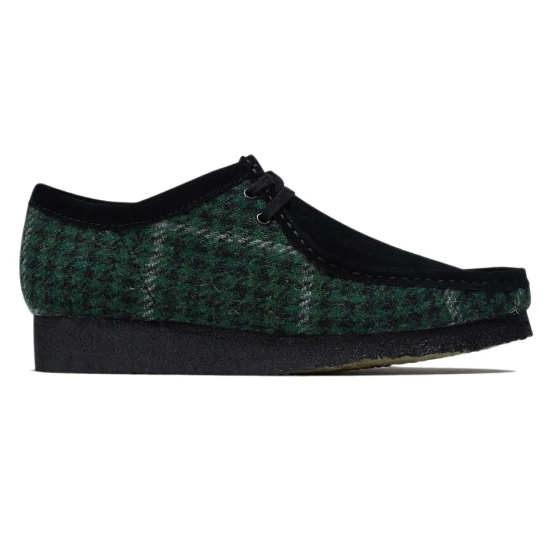 Clarks Wallabee Shoes - Green Tweed made by Clarks
