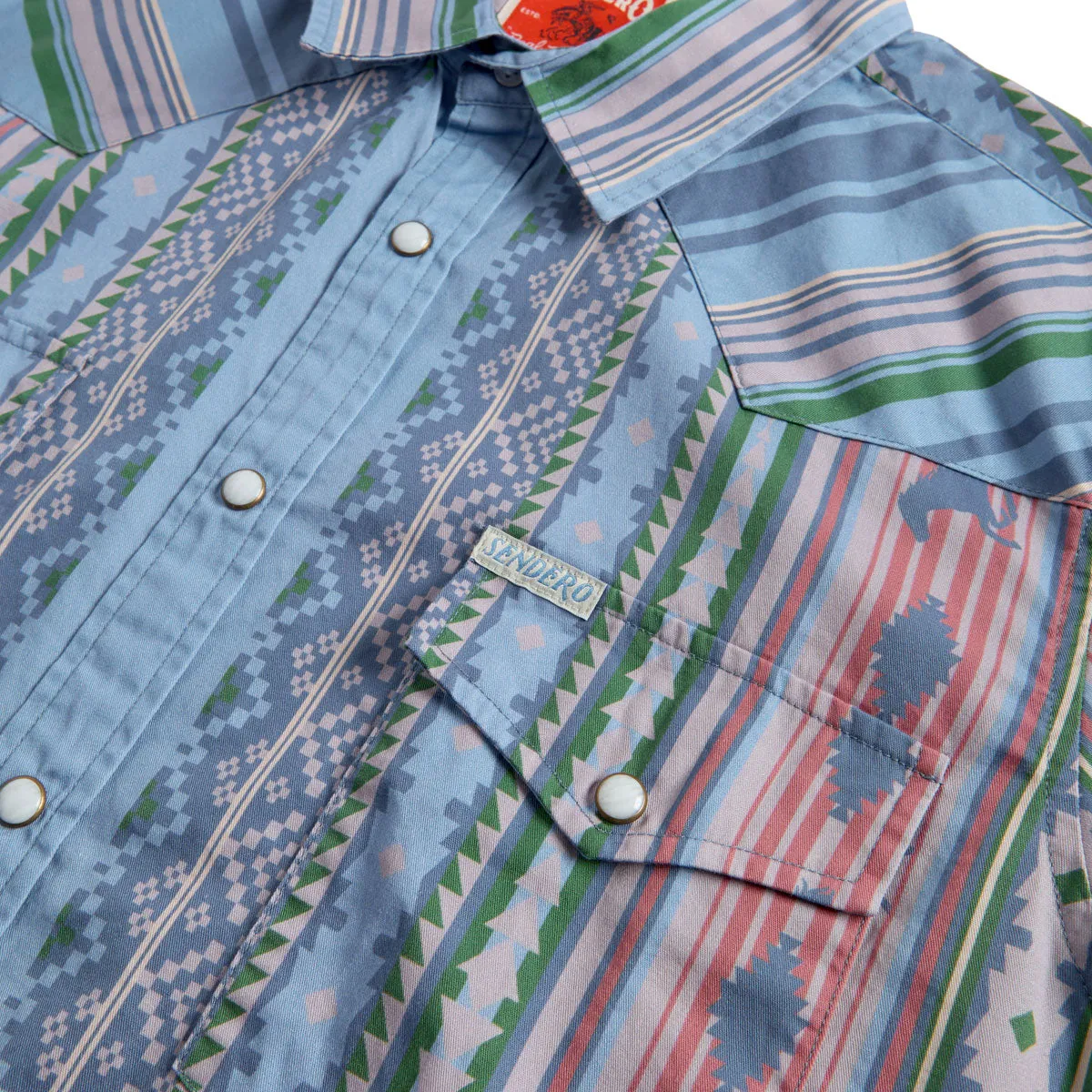 Sendero The Wyatt Pearl Snap Serape Shirt - Western Stripe Sky Blue sold by CCS product image thumbnail 3