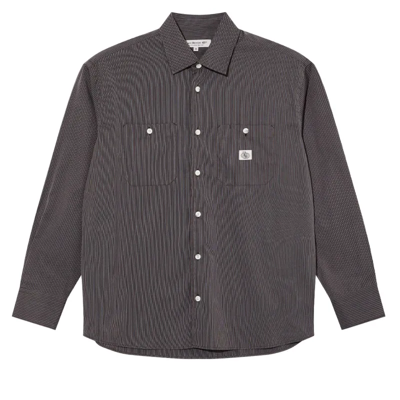 Last Resort AB SM001 Poplin Long Sleeve Shirt - Navy Stripe sold by CCS