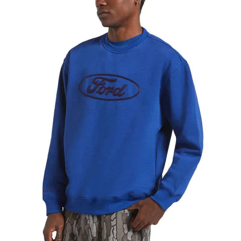 Brixton x Ford Number One Fleece Crew Sweatshirt - Ford Blue sold by CCS