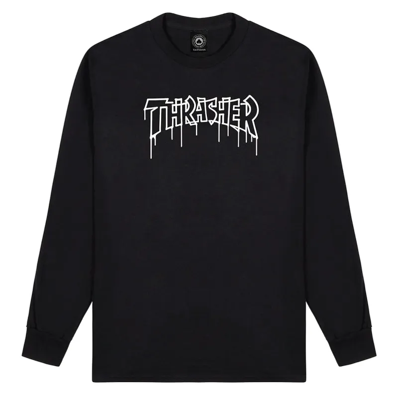Thrasher One-Liner Long Sleeve T-Shirt - Black made by Thrasher